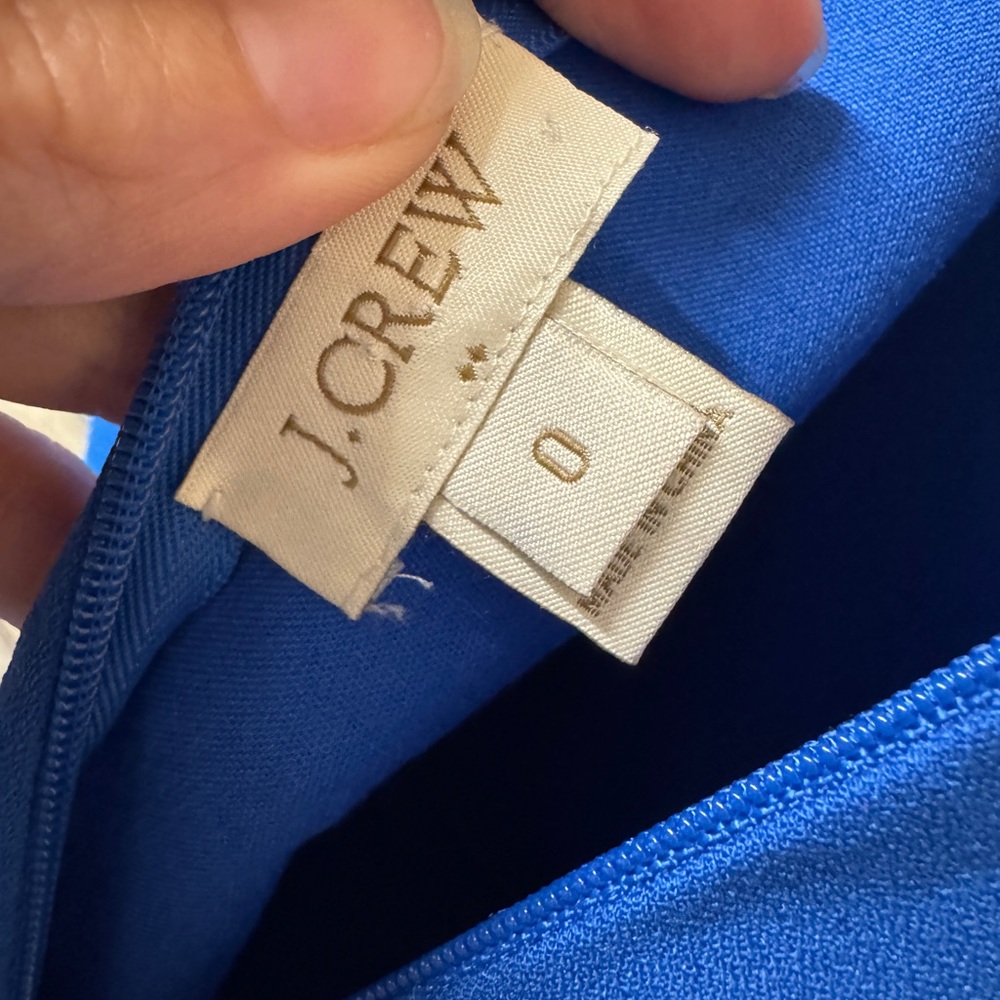 J.Crew Solid Blue Scalloped Drop Hem Flounce Dres… - image 5